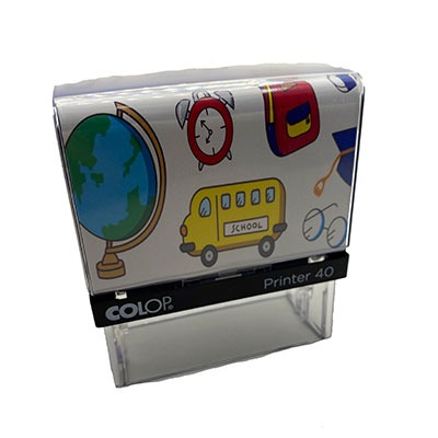 Sello Colop P40 con carcasa con dibujos escolares
